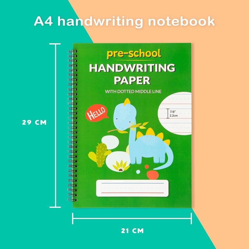 Learning Owl A4 Lined Handwriting Practice Notebook for Kids – Dotted Midline, Spiral Bind, Pre-K, Kindergarten, 100 Thick Pages - Image 4